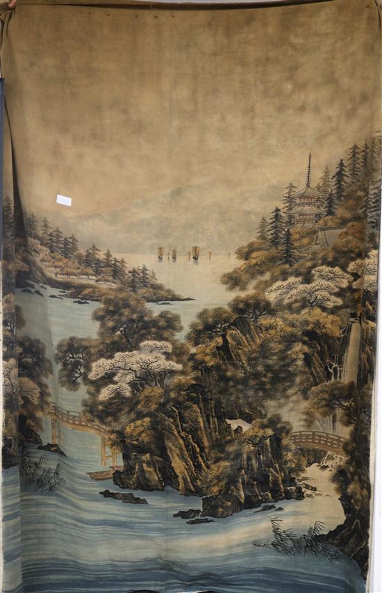 A large printed Chinese wall hanging